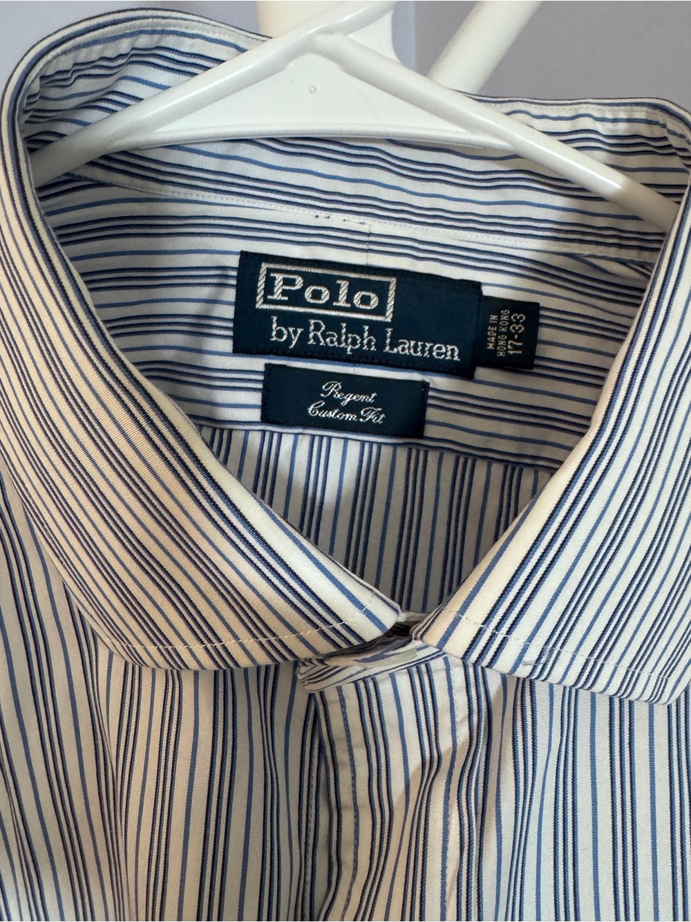 Polo by Ralph Lauren Blue and White Striped Dress Shirt